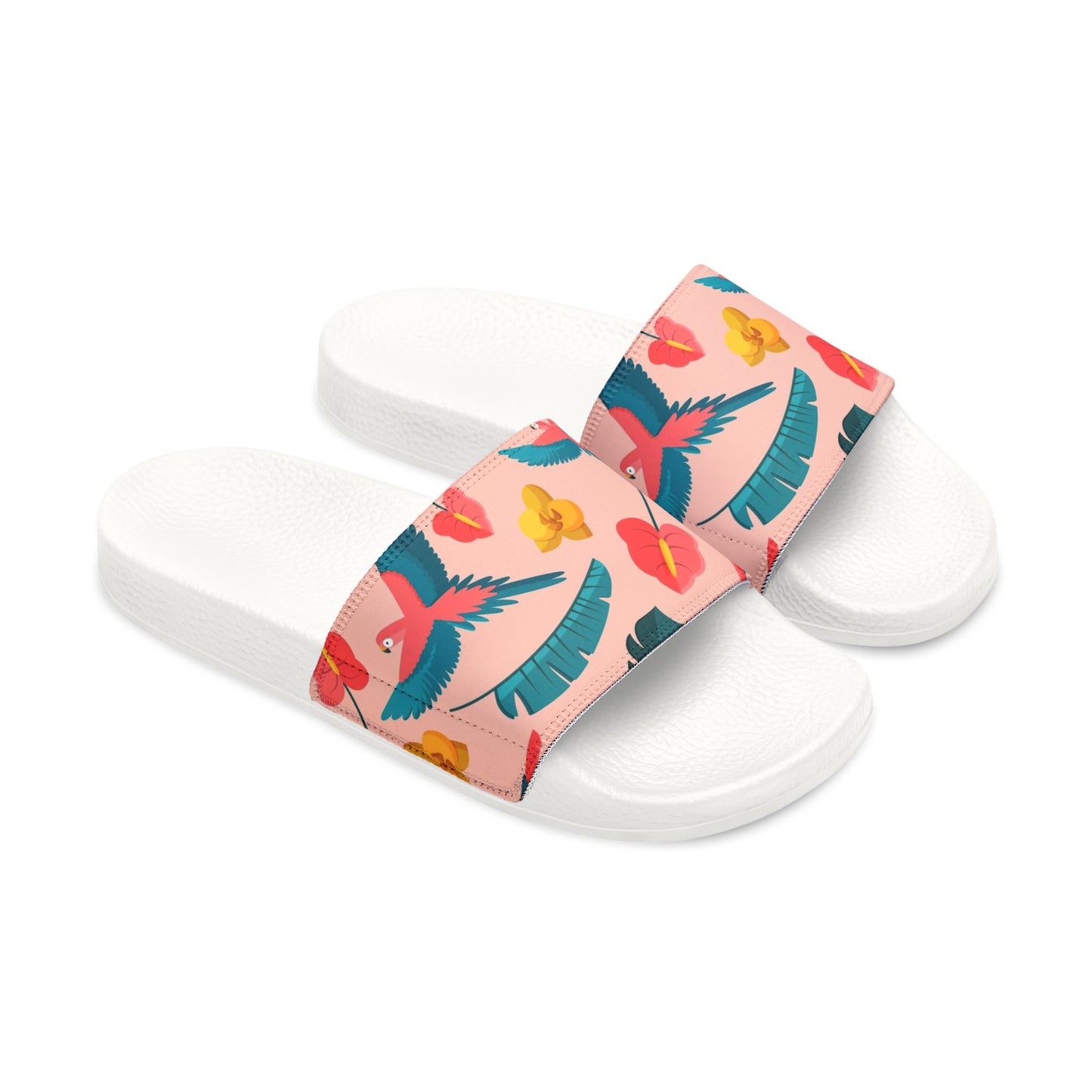 "Colorful Plumage: Pink Paradise" Women's Beach Sandals - Island Vibes For Life