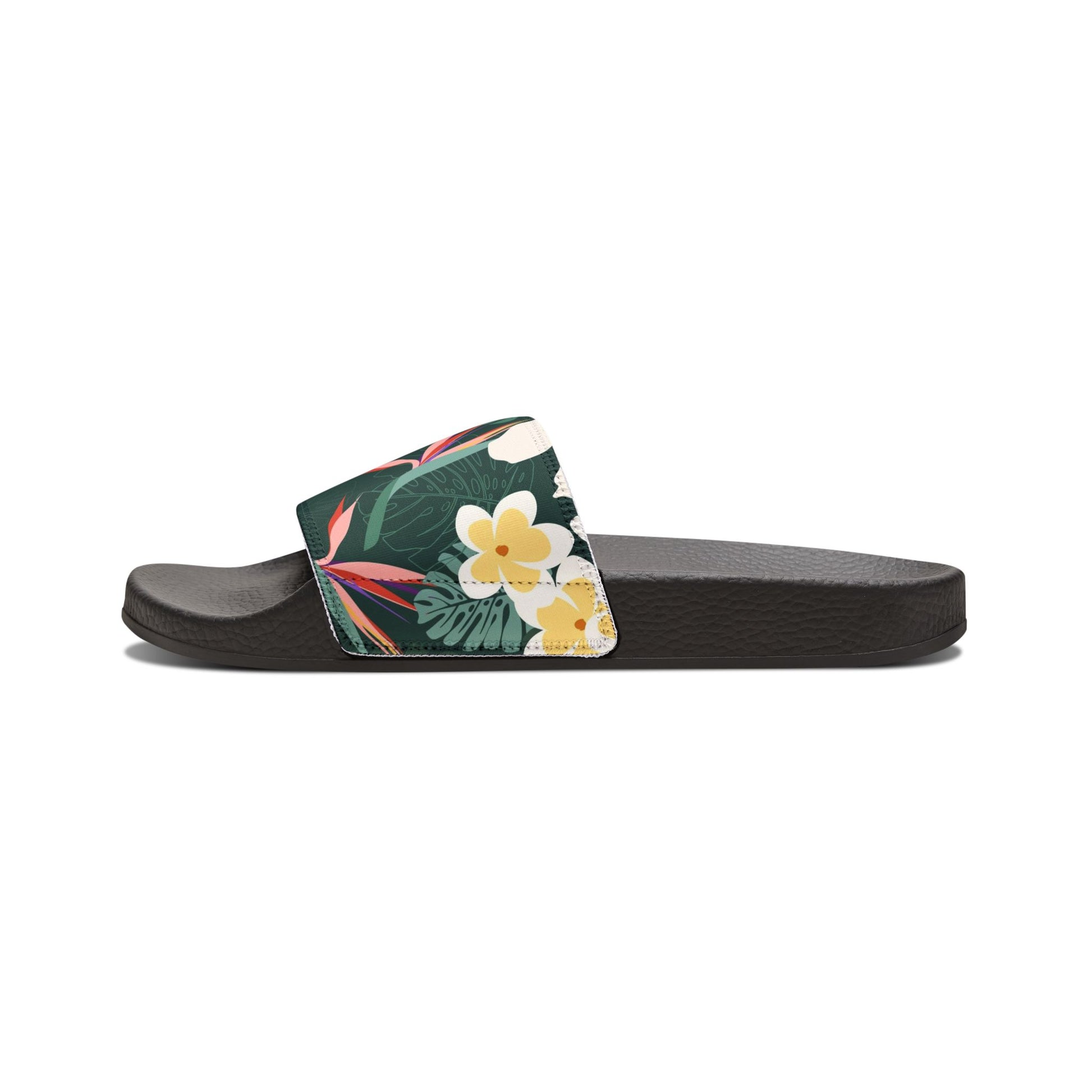 "Dark Allure with Floral Flourish" Women's Beach Sandals - Island Vibes For Life