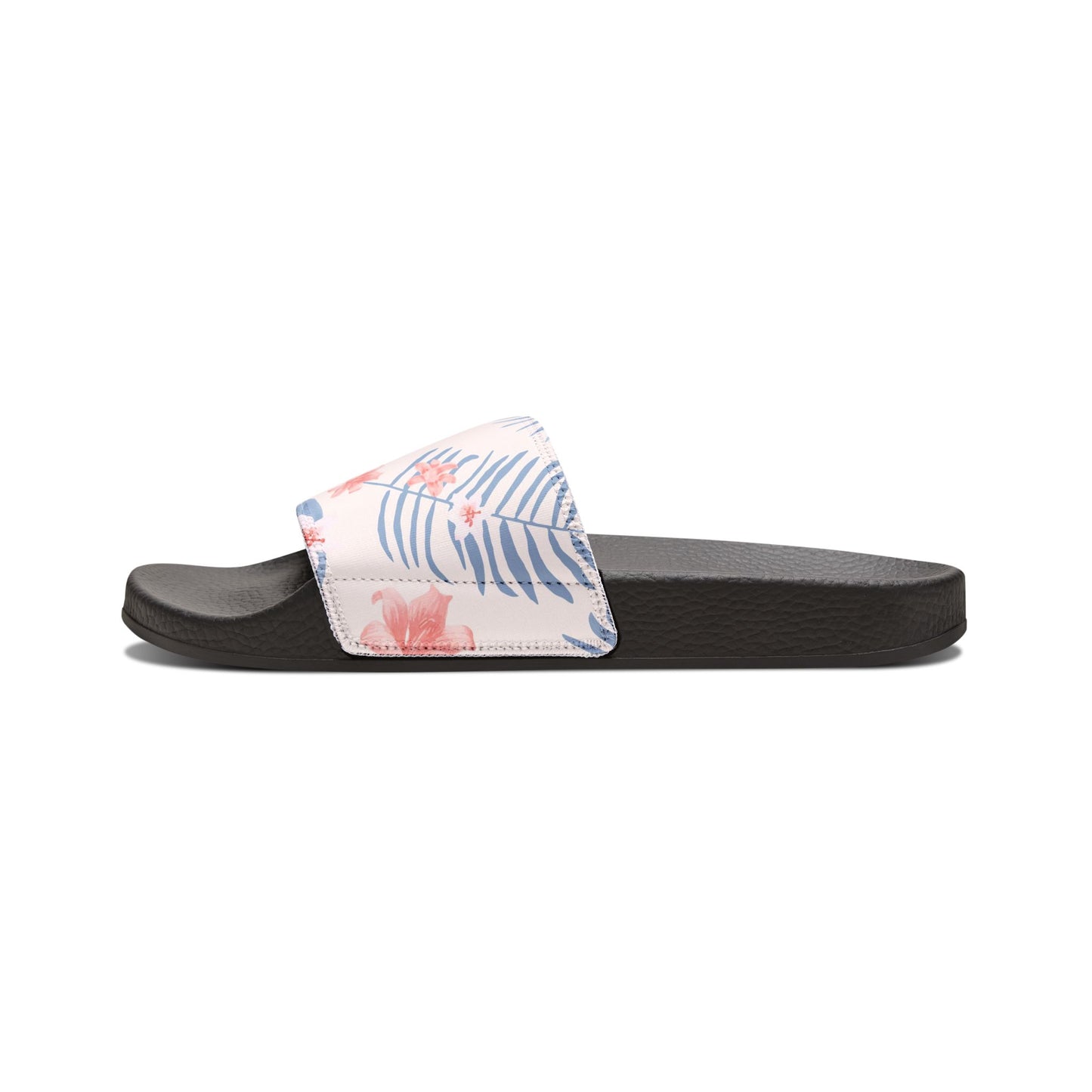 "Tropical Bliss: Coral Hibiscus Dreams" Women's Slide Sandals - Island Vibes For Life