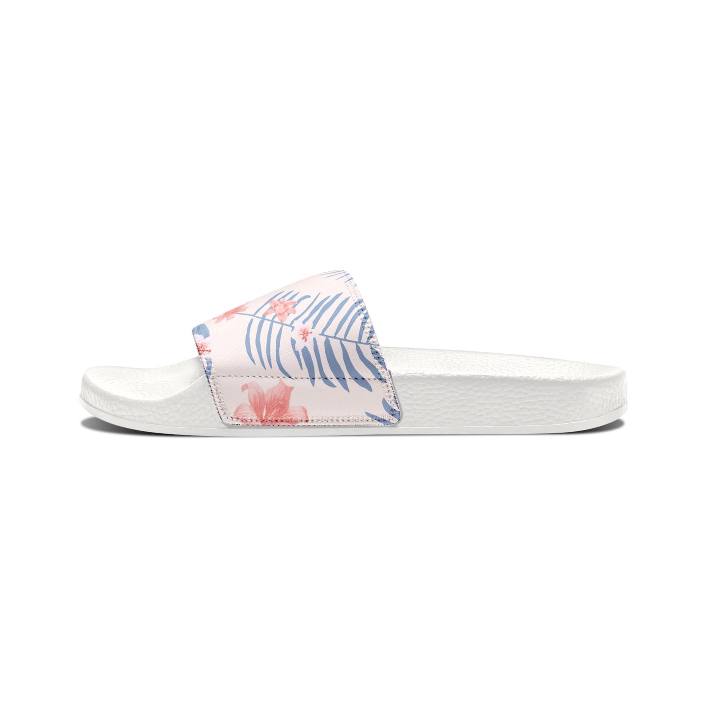 "Tropical Bliss: Coral Hibiscus Dreams" Women's Slide Sandals - Island Vibes For Life