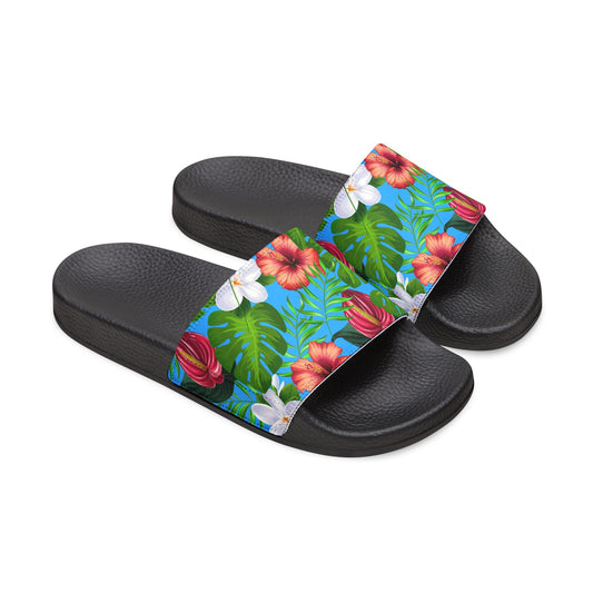"Jungle Odyssey Hues: Rainforest Expedition" Women's Beach Sandals - Island Vibes For Life