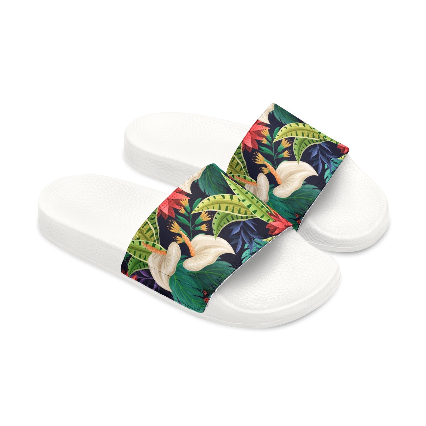 "Nocturnal Blooms: Nighttime Botanical Beauty" Men's Beach Sandals - Island Vibes For Life