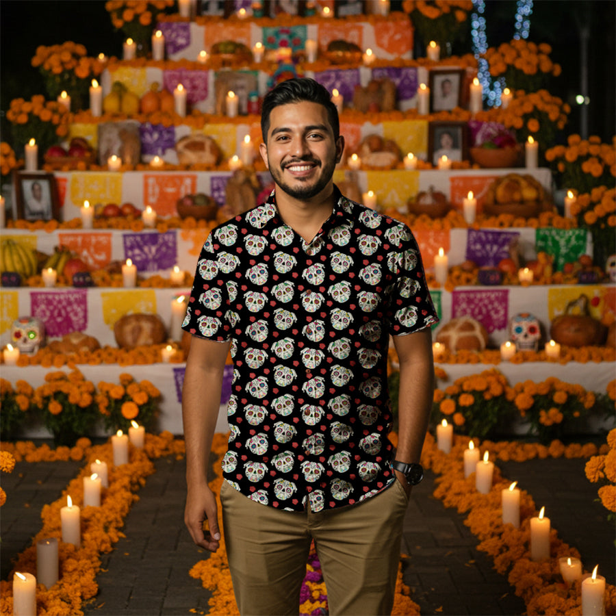 “Amor de Pug"  Día de Muertos Cotton Celebration Shirt