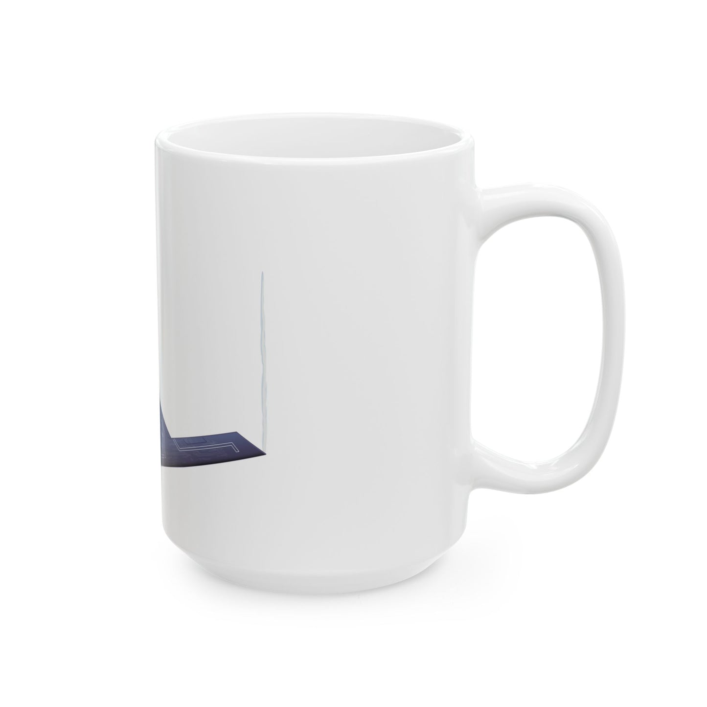 B-21 Bomber ceramic mug with a minimalist design of the advanced stealth bomber, perfect for collectors, available in 11oz and 15oz sizes.