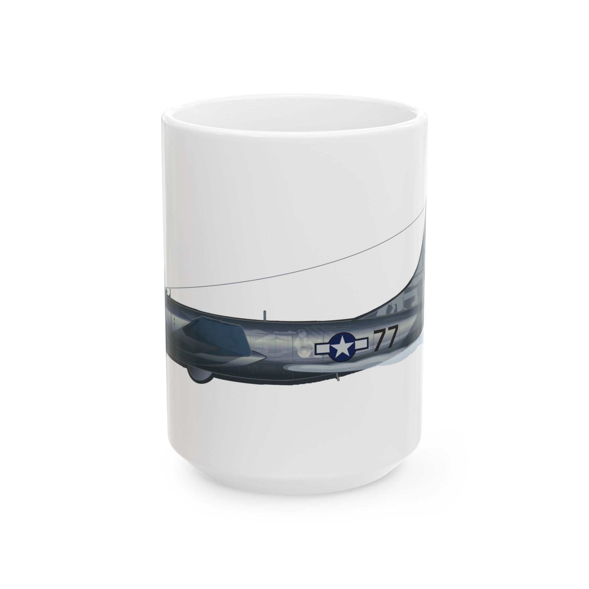 Ceramic coffee mug showcasing the B-29 Bockscar bomber, perfect for aviation enthusiasts, available in two sizes: 11oz and 15oz.