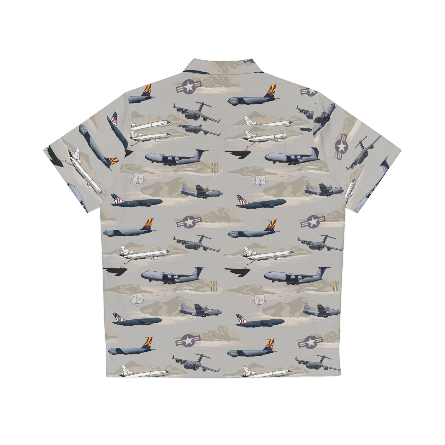 Beige polyester item showcasing designs honoring iconic heavy aircraft of the U.S. Air Force, perfect for aviation enthusiasts.