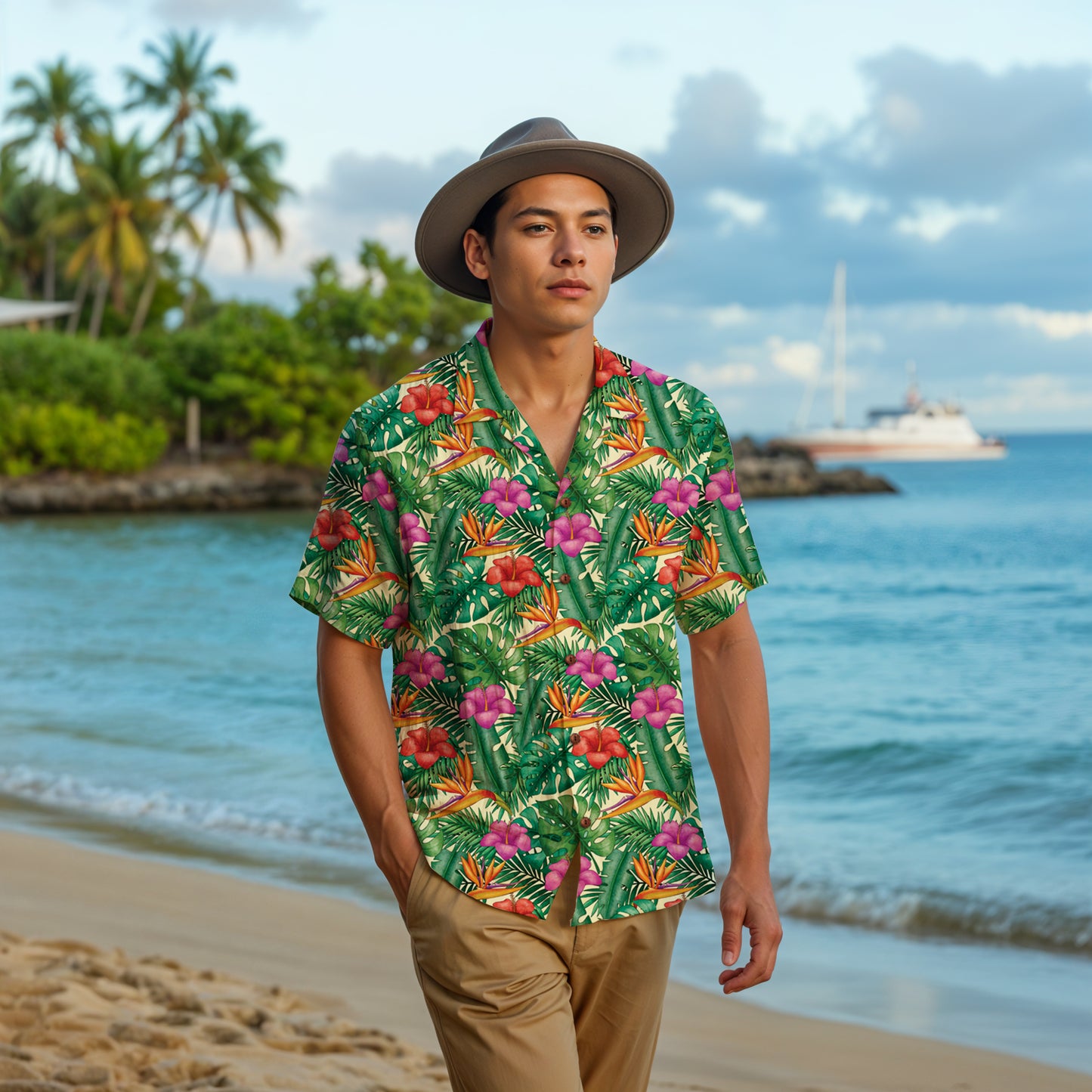 "Bird of Paradise Delight" Hawaiian Shirt - 100% Cotton