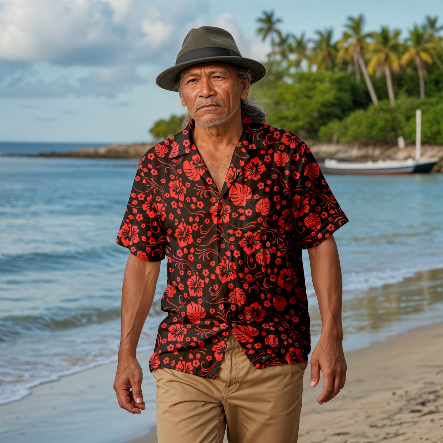 "Black Sands" Hawaiian Shirt - 100% Cotton