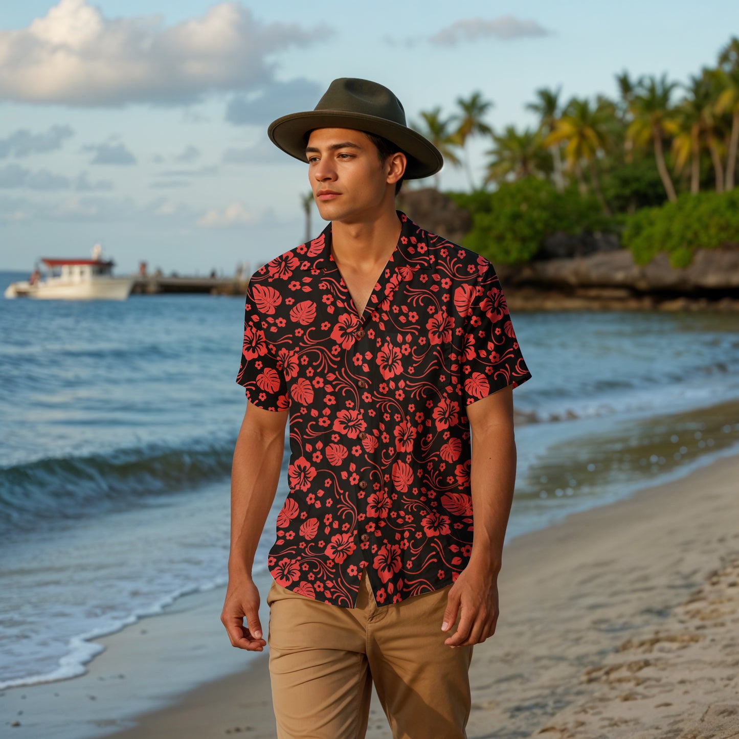 "Black Sands" Hawaiian Shirt - 100% Cotton