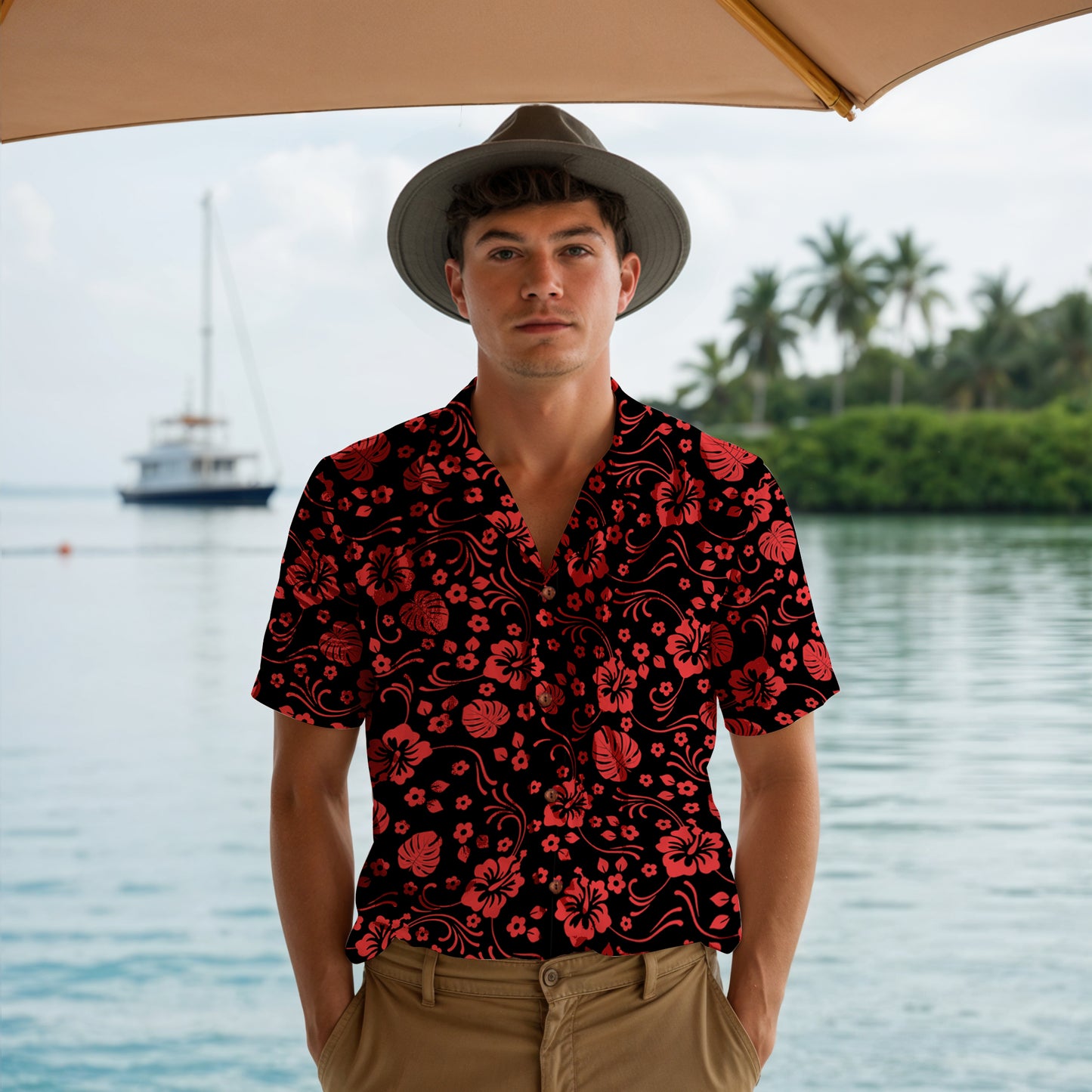 "Black Sands" Hawaiian Shirt - 100% Cotton