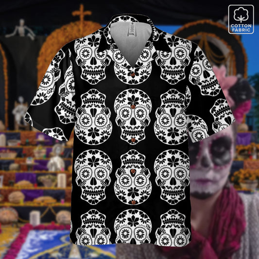 “Calavera Blanca” Día de Muertos Cotton Celebration Shirt