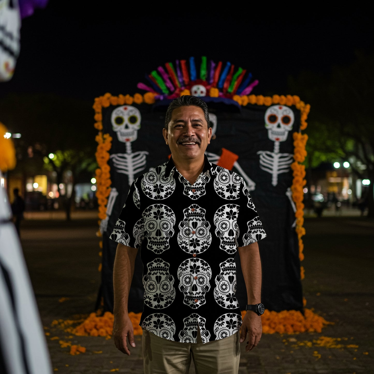 “Calavera Blanca” Día de Muertos Cotton Celebration Shirt
