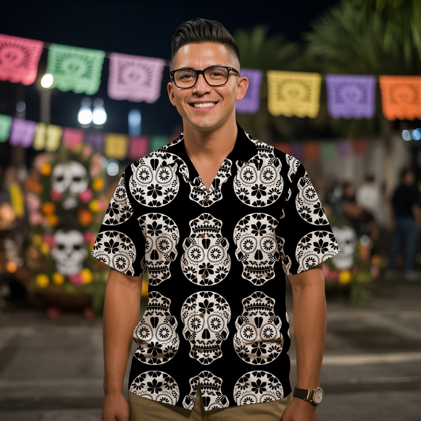 “Calavera Blanca” Día de Muertos Cotton Celebration Shirt