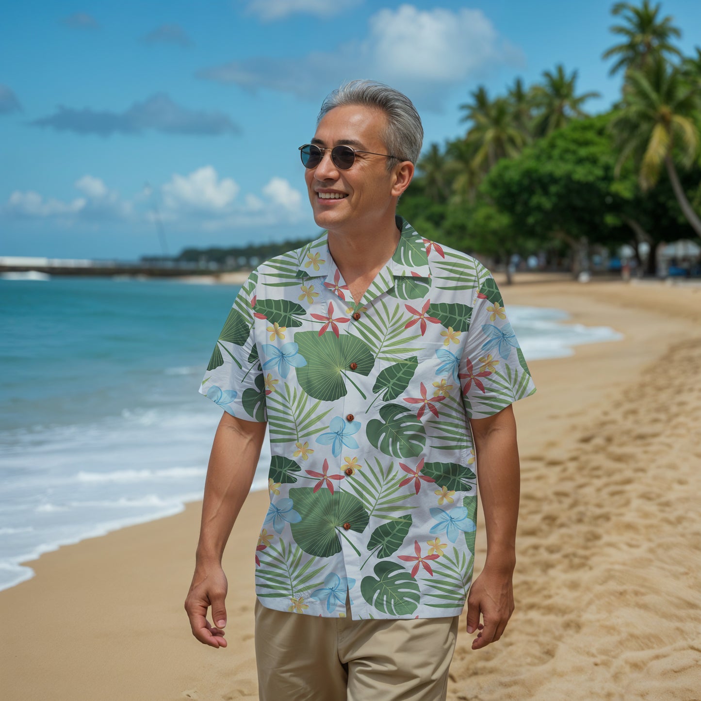 "Caribbean Leaf Carnival" Hawaiian Shirt - 100% Cotton