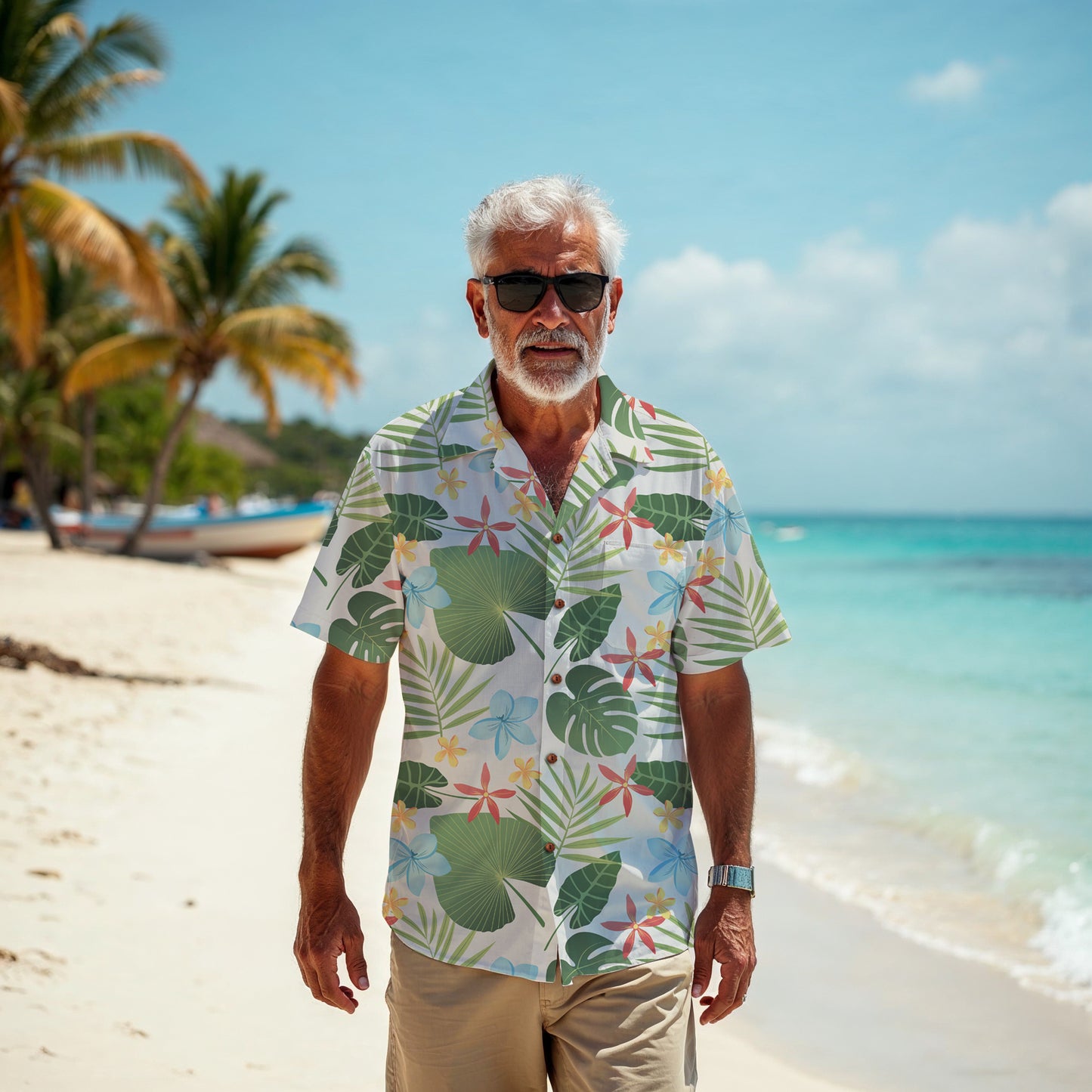"Caribbean Leaf Carnival" Hawaiian Shirt - 100% Cotton