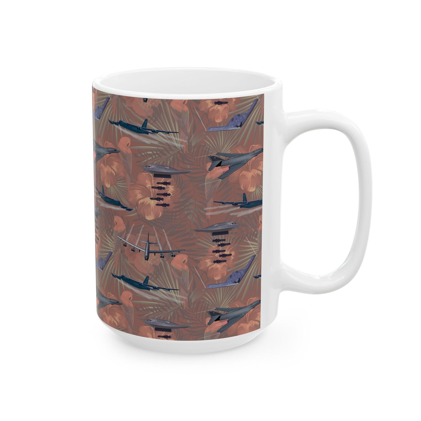 Classic red ceramic mug featuring the iconic B-17 Flying Fortress, available in both 11oz and 15oz sizes, microwave and dishwasher safe for convenience.