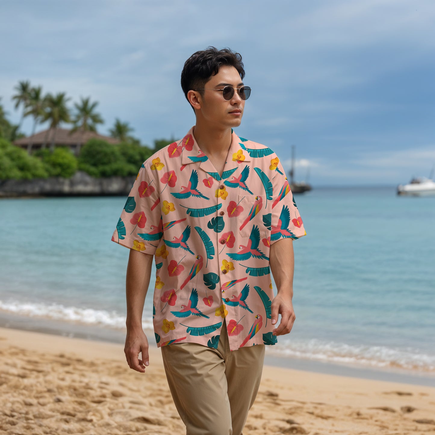 "Colorful Plumage" Hawaiian Shirt - 100% Cotton