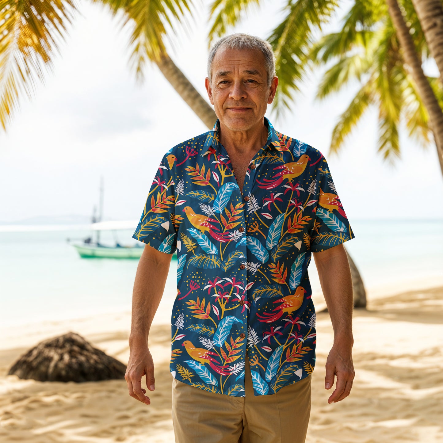 "Crazy Birds" Hawaiian Shirt - 100% Cotton