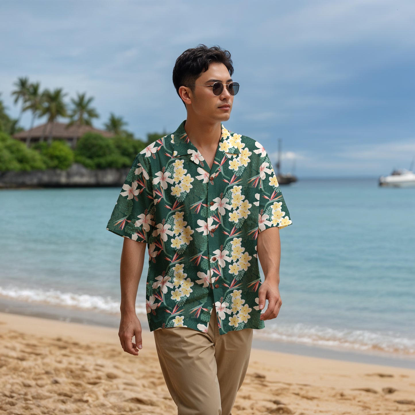 "Dark Allure" Hawaiian Shirt - 100% Cotton
