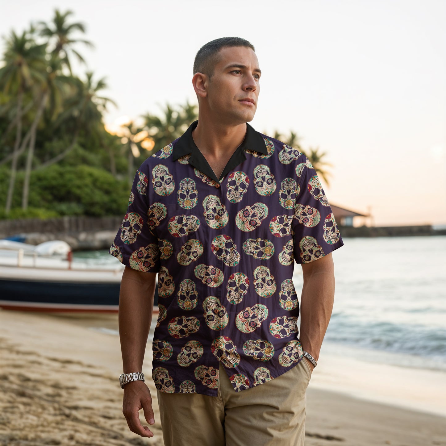 "Dia De Muertos Darkness" Cotton Celebration Shirt