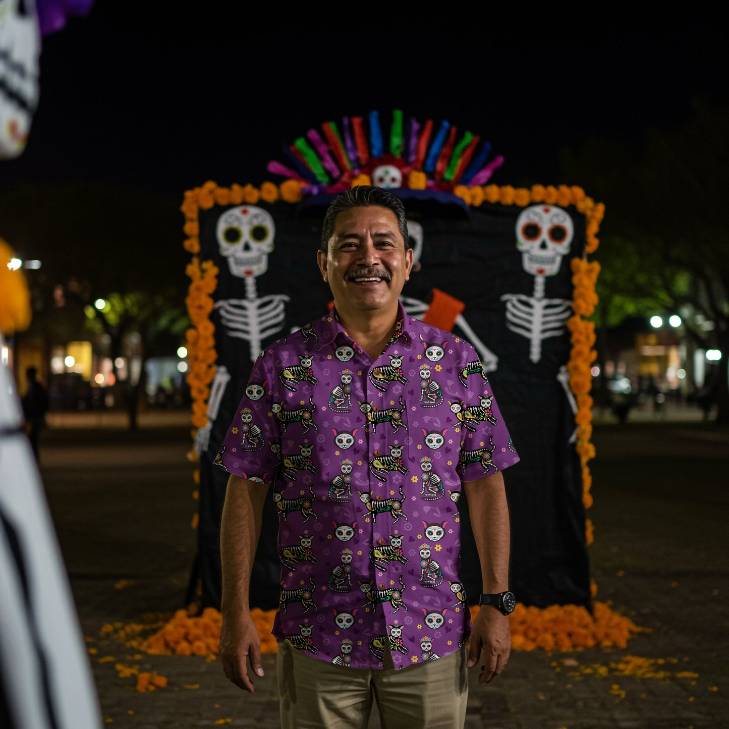 “El Gato Eterno” Día de Muertos Cotton Celebration Shirt