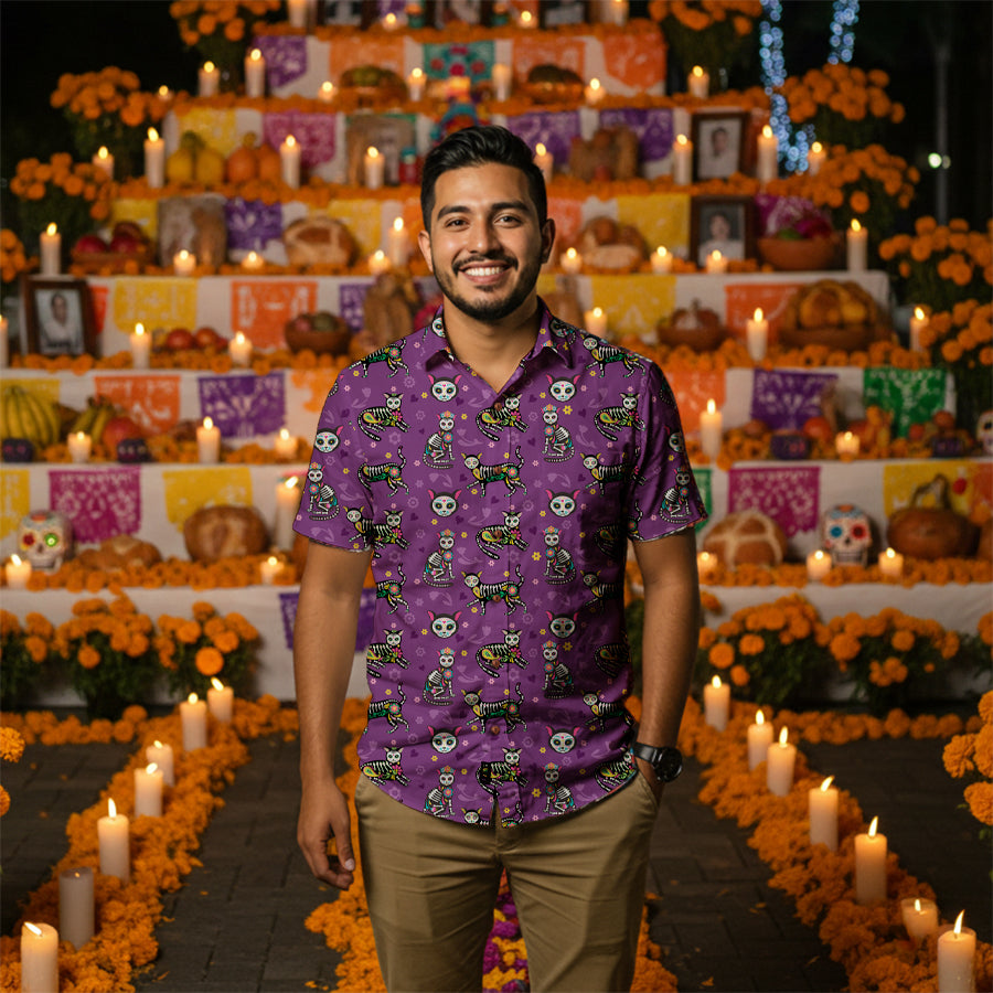 “El Gato Eterno” Día de Muertos Cotton Celebration Shirt