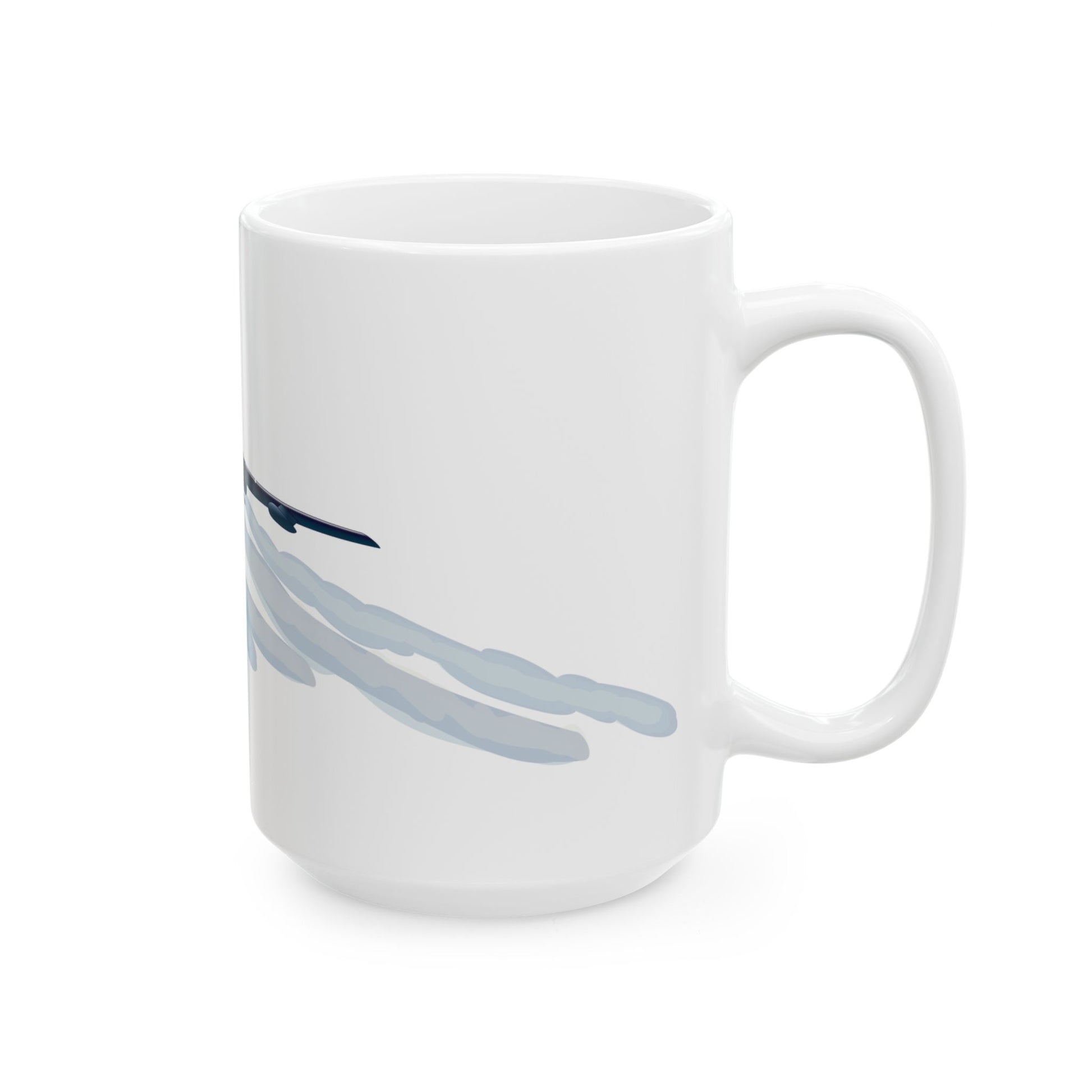Classic white ceramic mug honoring the legacy of the B-52 Stratofortress, available in both 11oz and 15oz sizes, microwave and dishwasher safe.