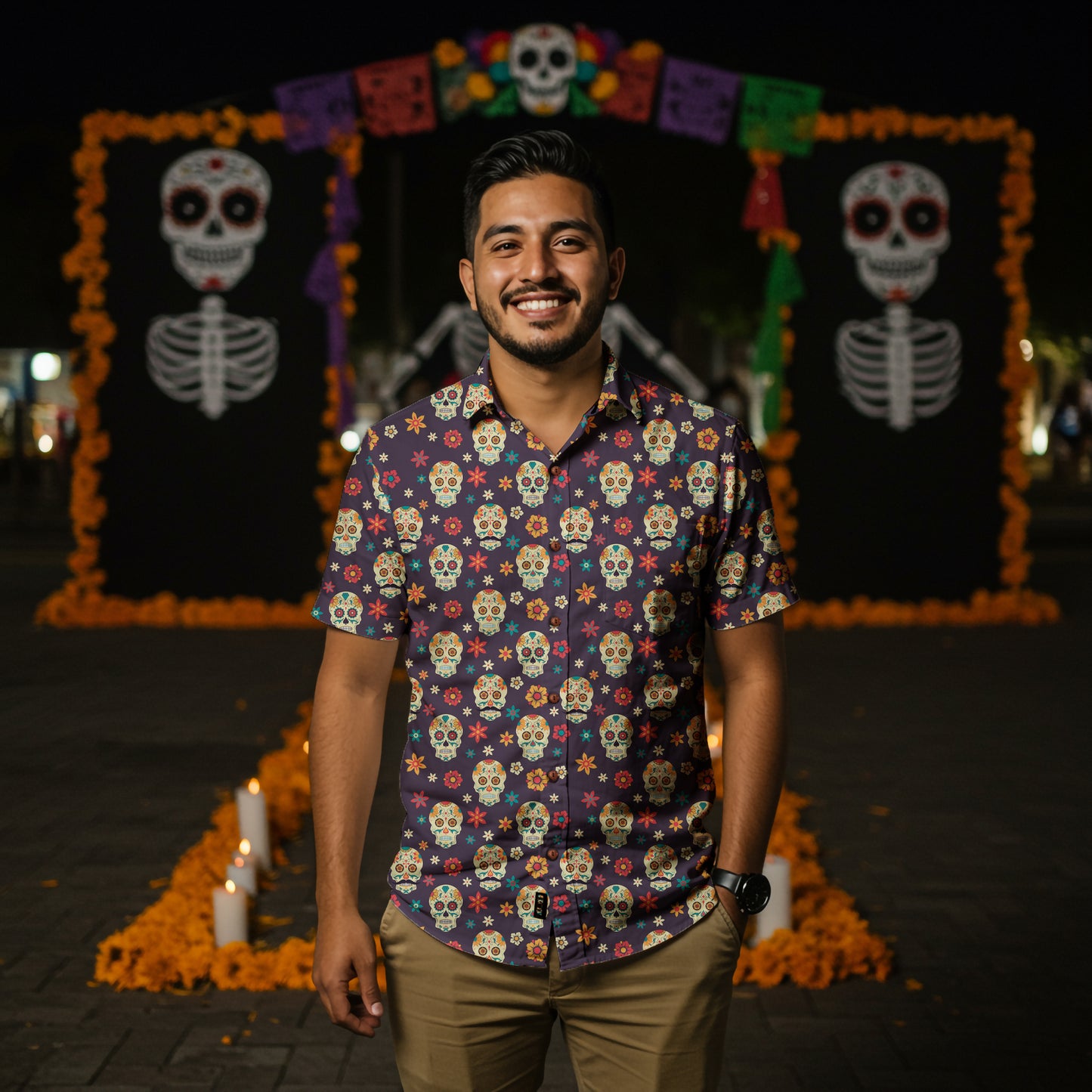 “Flores de Vida” Día de Muertos Cotton Celebration Shirt