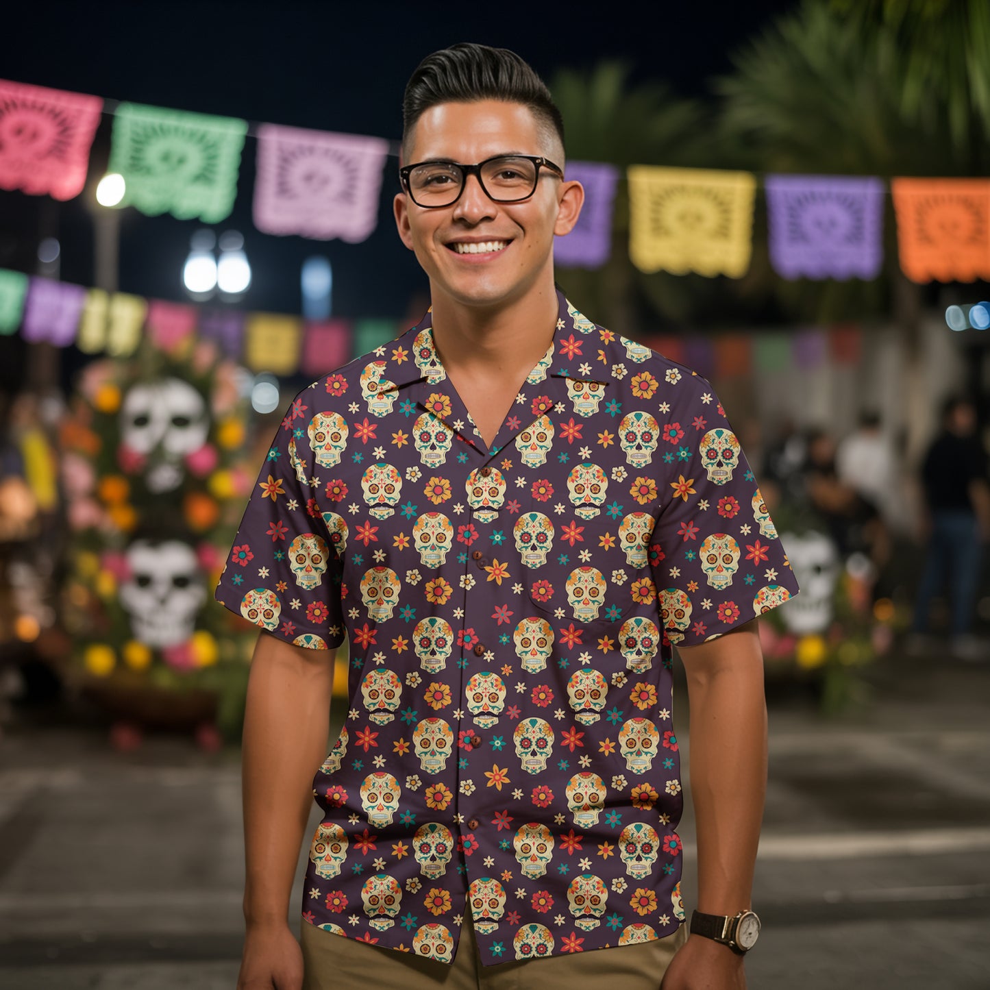 “Flores de Vida” Día de Muertos Cotton Celebration Shirt