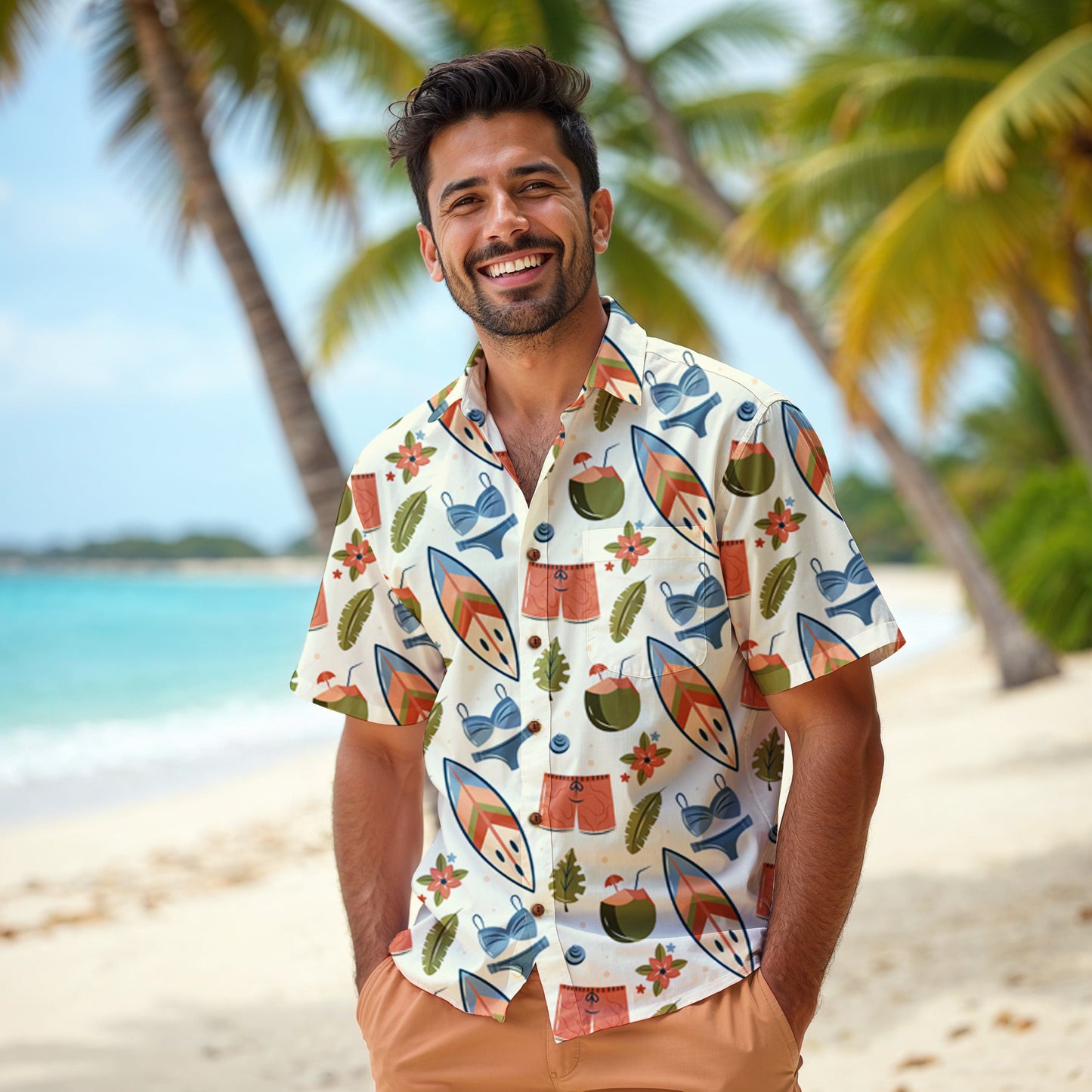 "Golden Sands Getaway" Hawaiian Shirt - 100% Cotton
