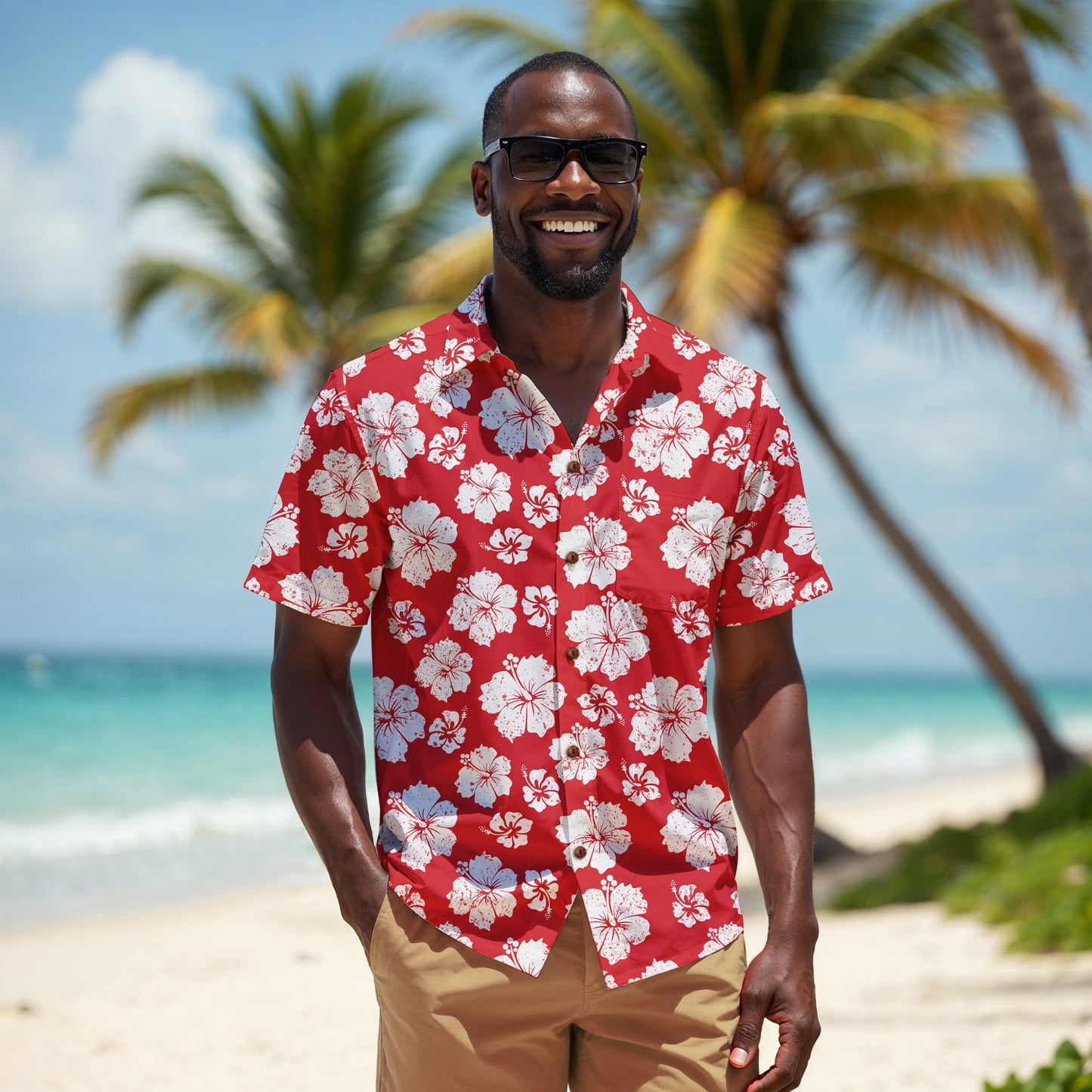 "Hibiscus Hues" Hawaiian Shirt - 100% Cotton