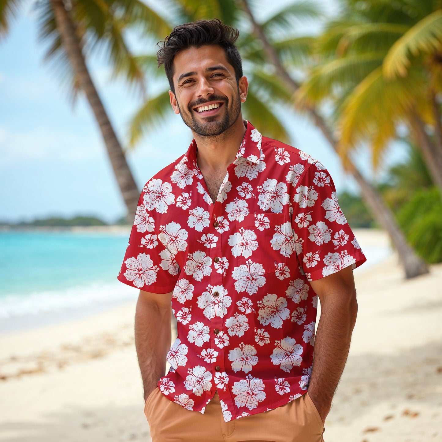 "Hibiscus Hues" Hawaiian Shirt - 100% Cotton