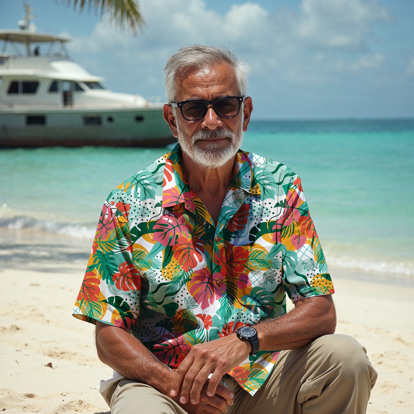 "Island Leaves Kaleidoscope" Hawaiian Shirt - 100% Cotton