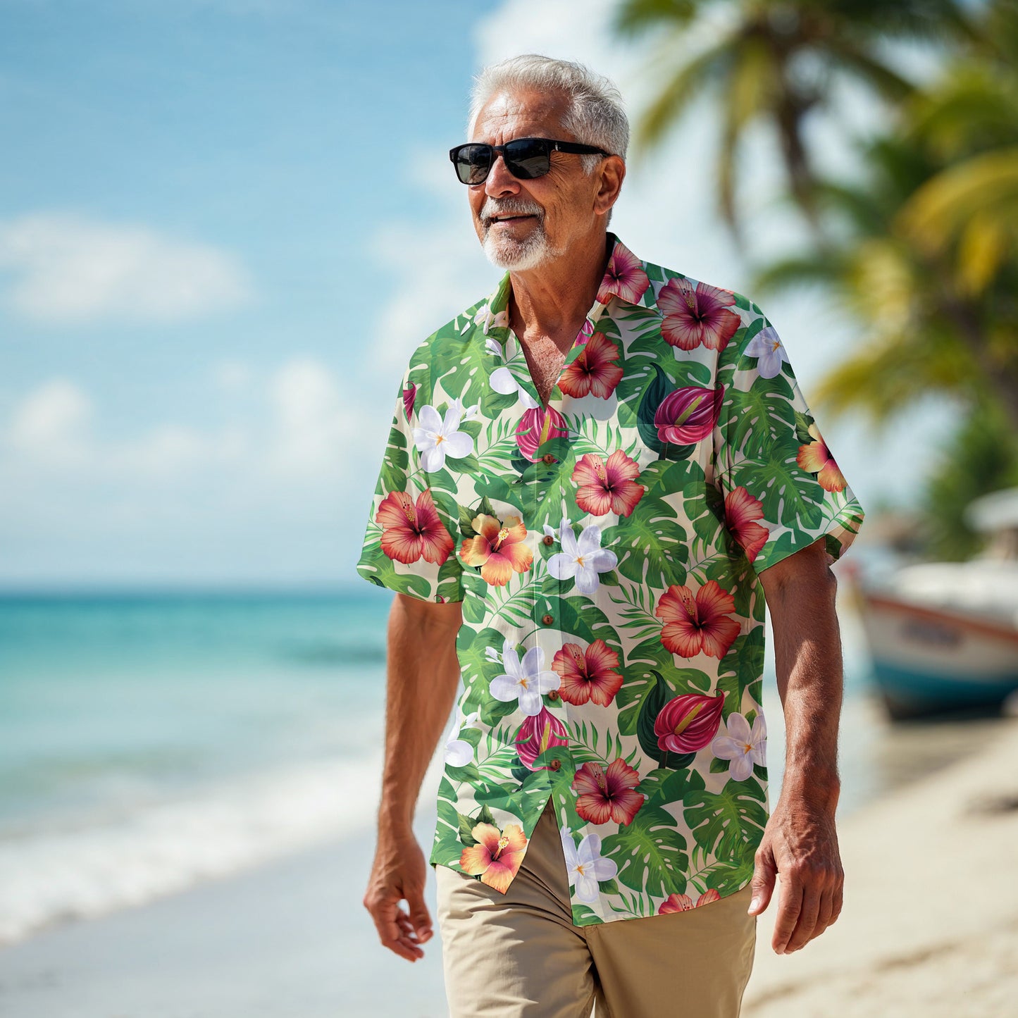"Jungle Odyssey Hues: Beach Vibes" Hawaiian Shirt - 100% Cotton