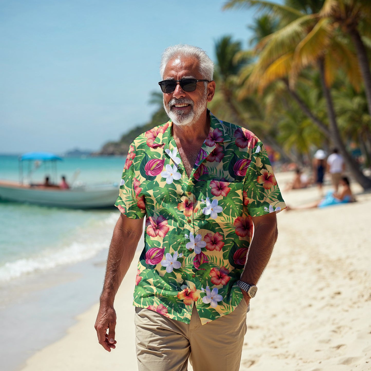 "Jungle Odyssey Hues: Golden Sun" Hawaiian Shirt - 100% Cotton
