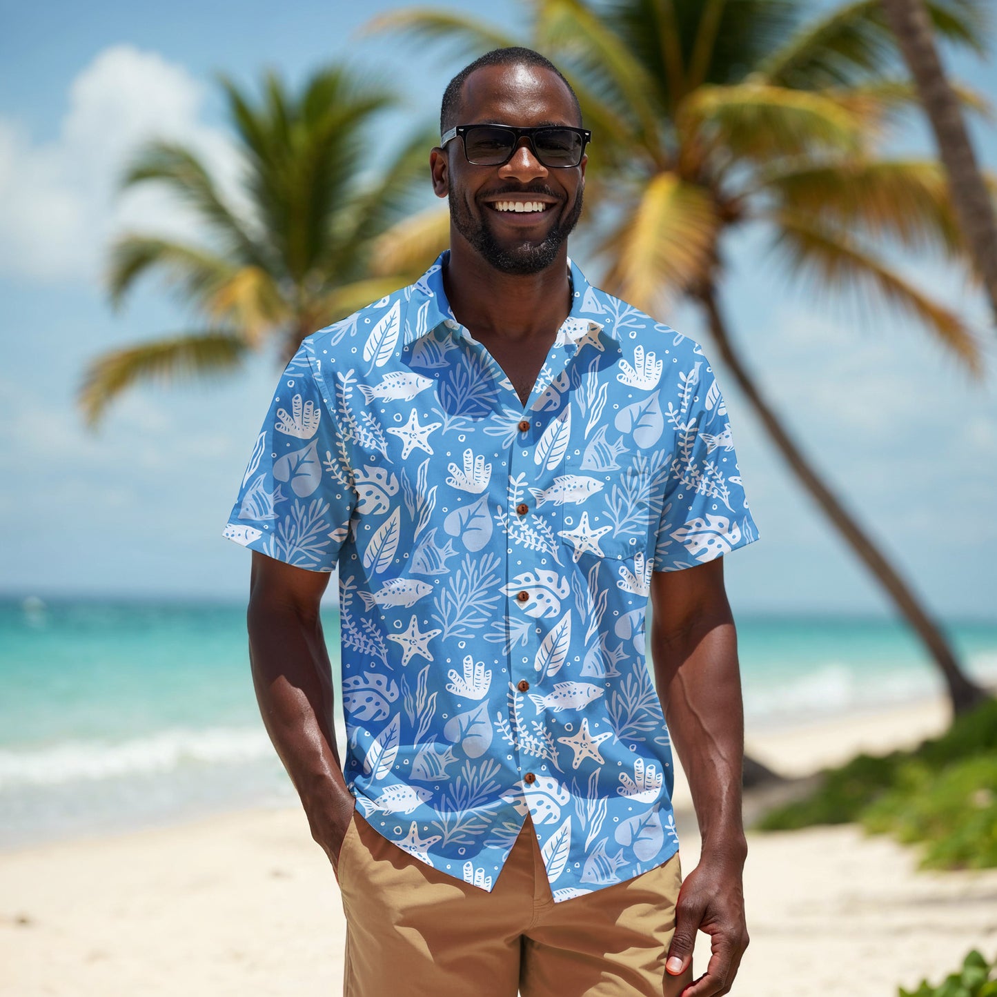 "Marine Marvels" Hawaiian Shirt - 100% Cotton