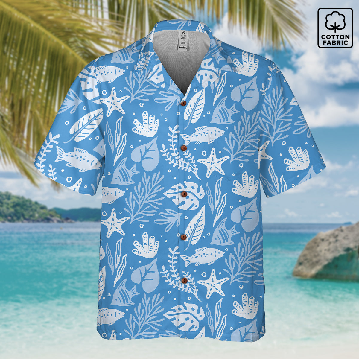 "Marine Marvels" Hawaiian Shirt - 100% Cotton