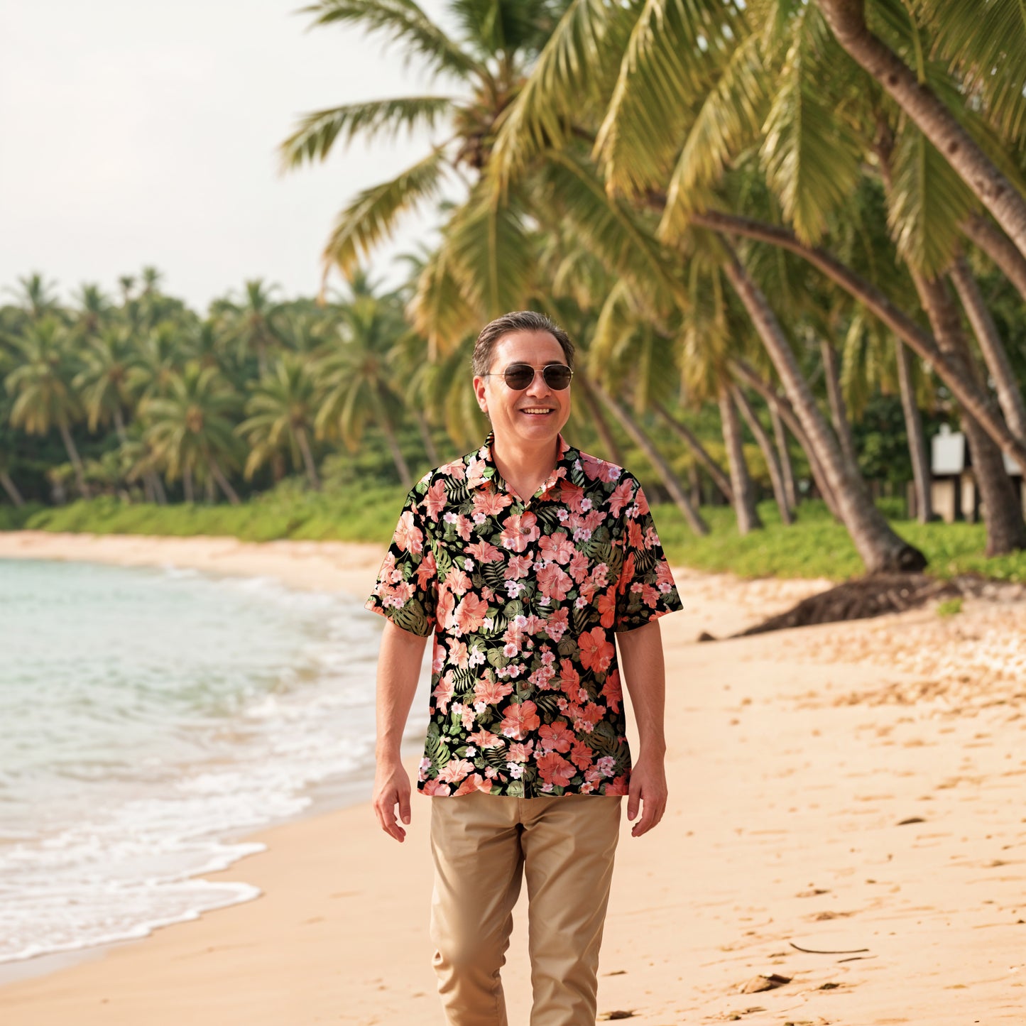 "Midnight Bloomscape" Hawaiian Shirt - 100% Cotton