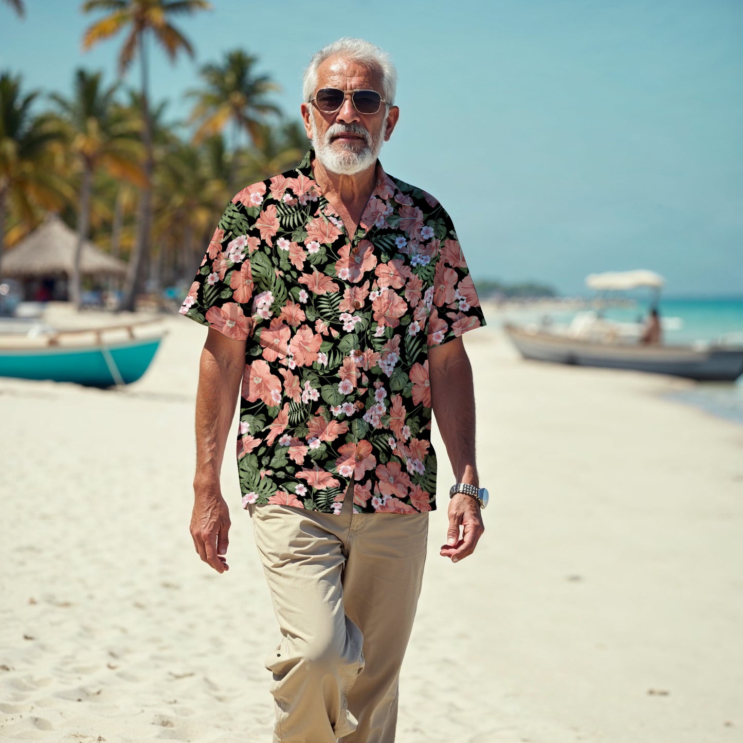 "Midnight Bloomscape" Hawaiian Shirt - 100% Cotton