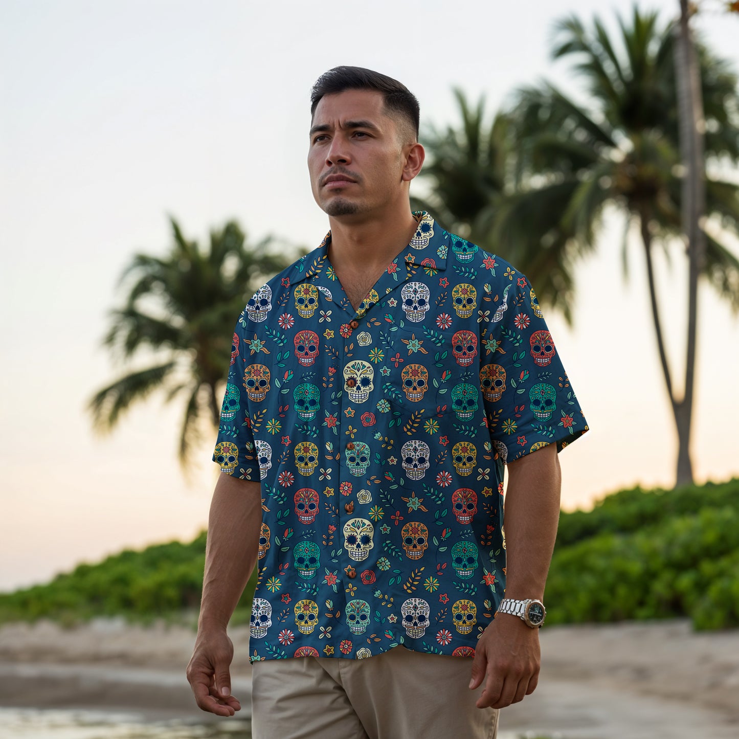 "Midnight Sugar Skulls" Cotton Celebration Shirt