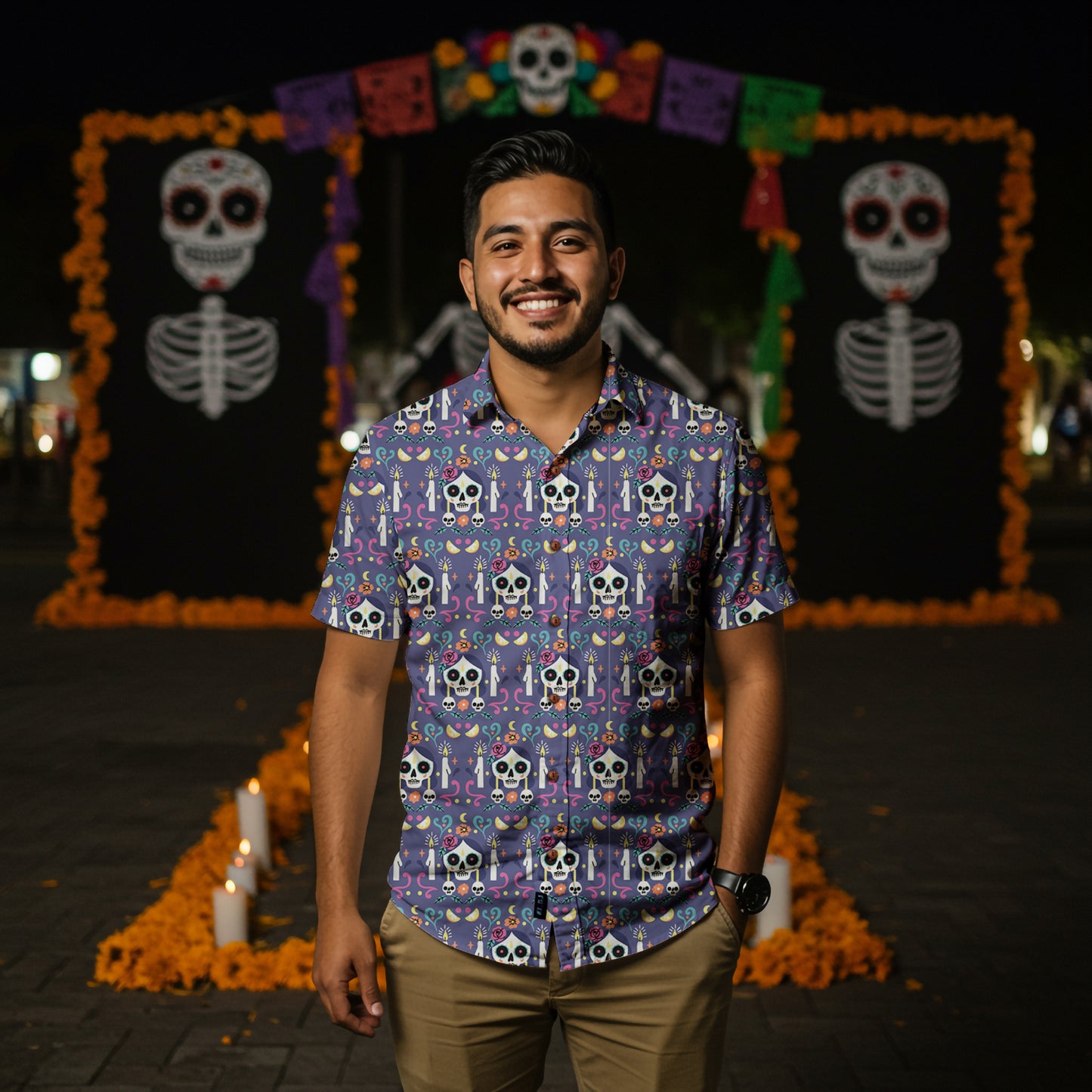 “Noches de Recuerdo” Día de Muertos Cotton Celebration Shirt