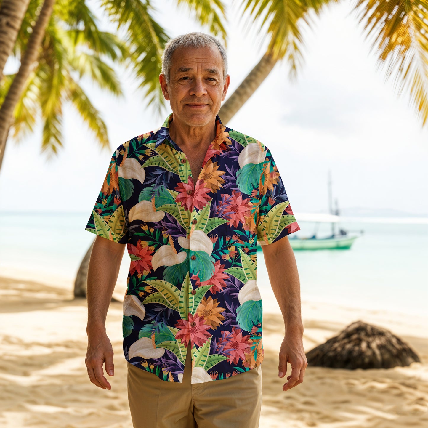 "Nocturnal Blooms" Hawaiian Shirt - 100% Cotton