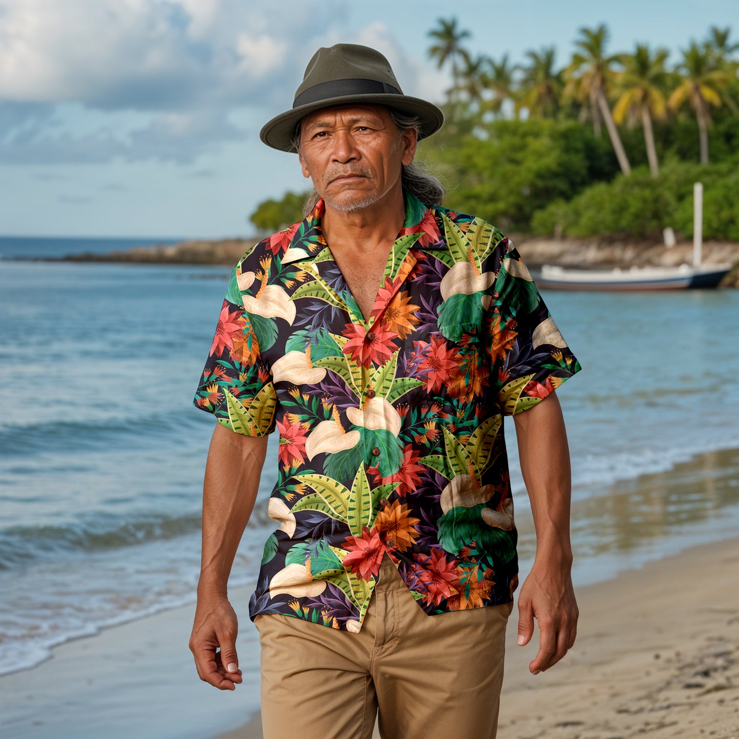 "Nocturnal Blooms" Hawaiian Shirt - 100% Cotton