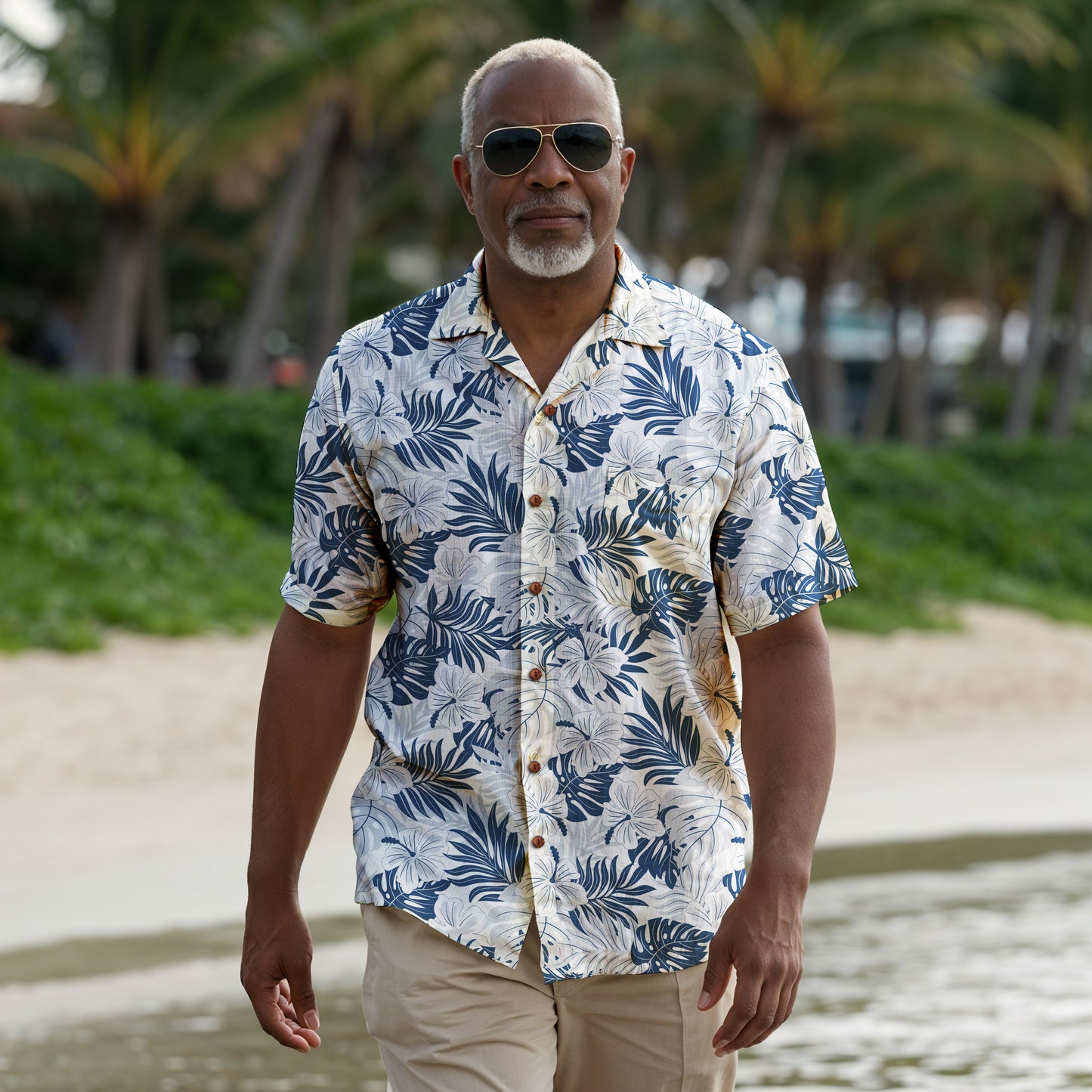 "Noir Tides" Hawaiian Shirt -  100%  Cotton