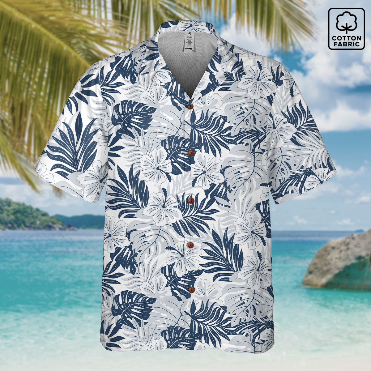 "Noir Tides" Hawaiian Shirt -  100%  Cotton