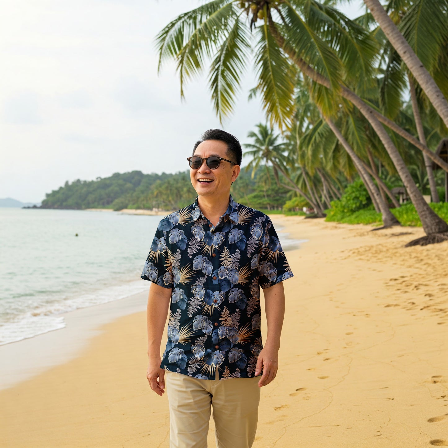 "Paradise Palms at Midnight"  Hawaiian Shirt - 100% Cotton