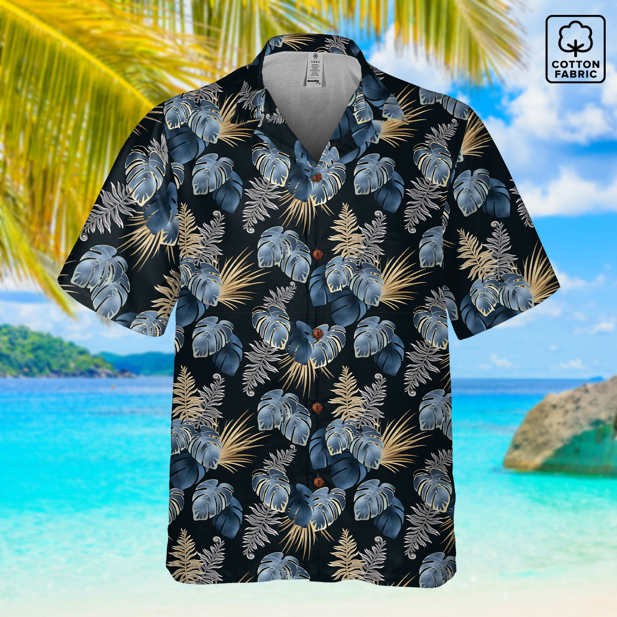 "Paradise Palms at Midnight"  Hawaiian Shirt - 100% Cotton