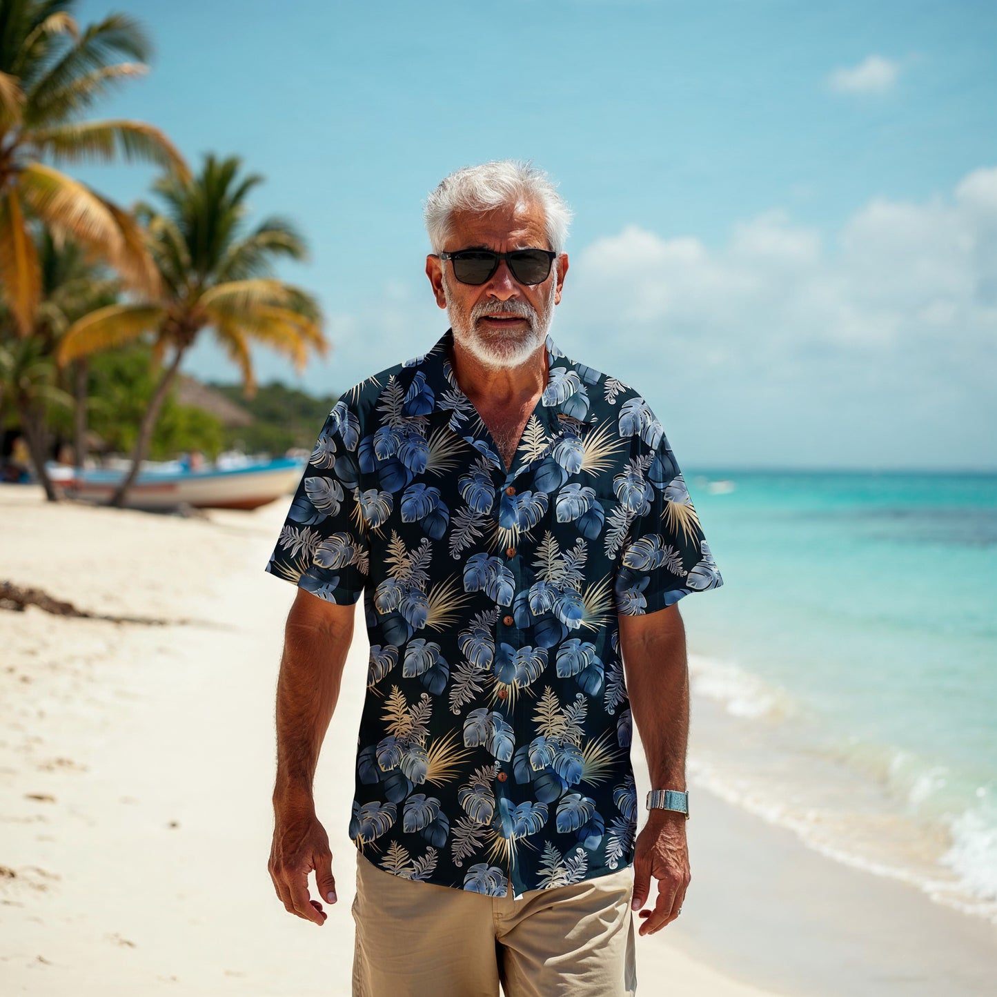 "Paradise Palms at Midnight"  Hawaiian Shirt - 100% Cotton