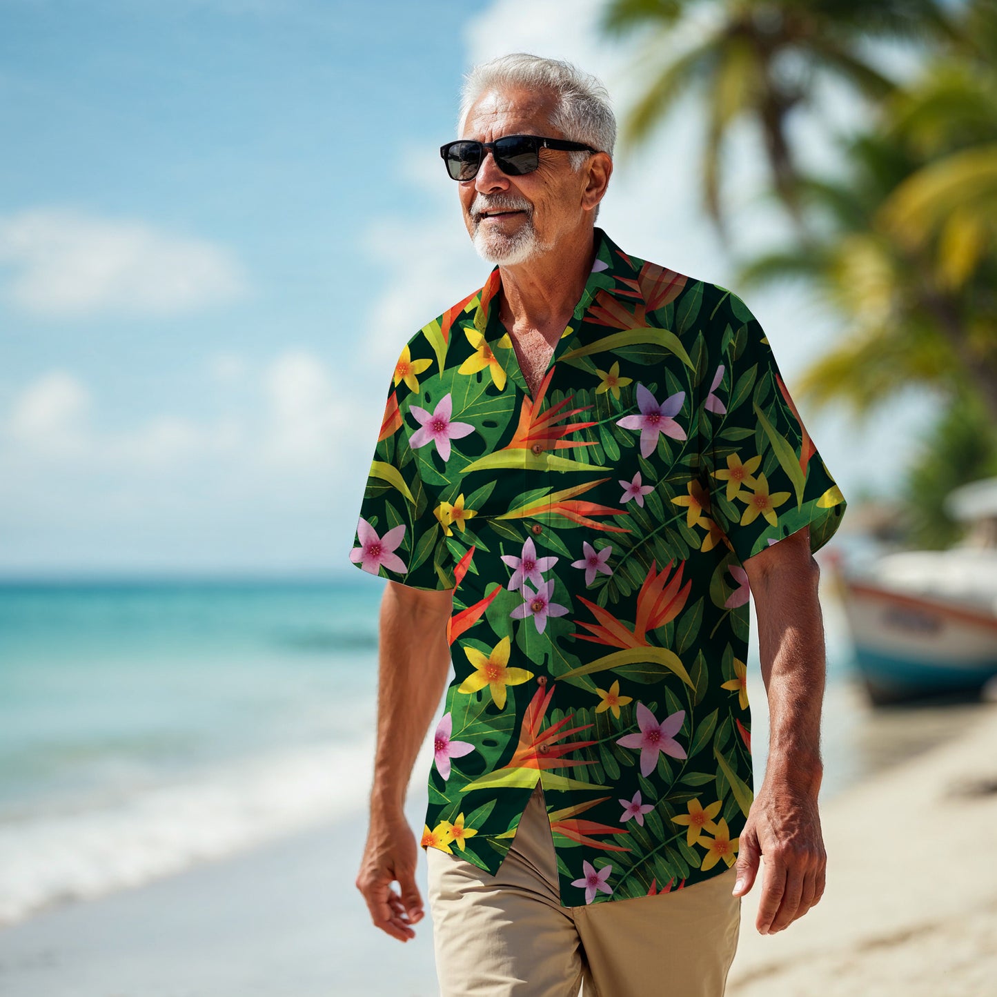 "Paradise Plumes" Hawaiian Shirt - 100% Cotton