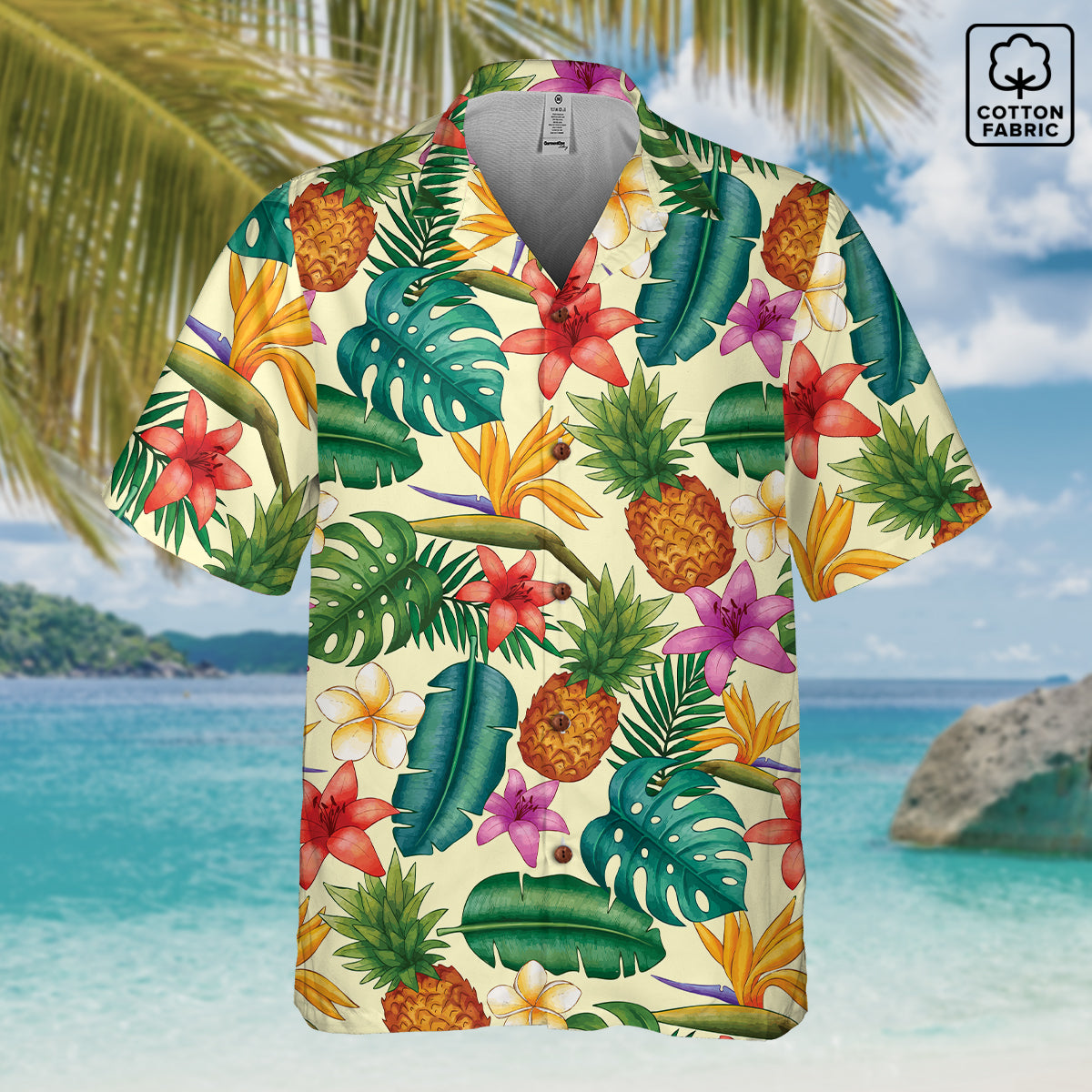"Pineapple Infused" Hawaiian Shirt - 100% Cotton